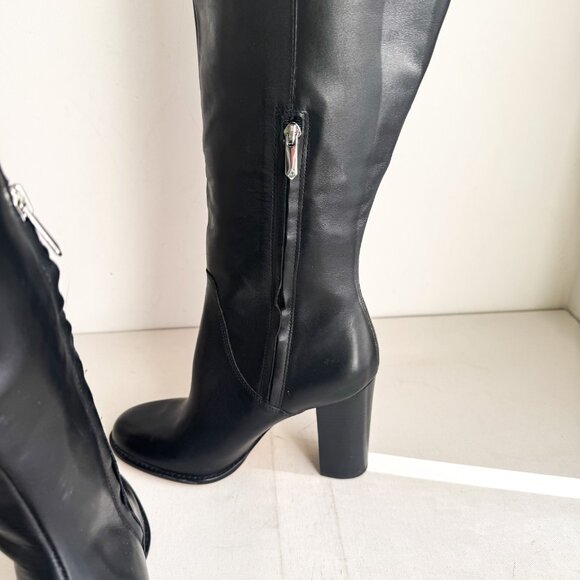 Sam Edelman Black Leather Knee High Boots Athletic/ Wide Calf 10 - Picture 6 of 8